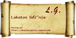 Lakatos Génia névjegykártya